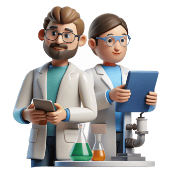 dramatic artistic Researchers with Lab Equipment Cutout detailed png
