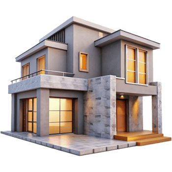 dramatic vintage Residential Building Exterior Modern Style Isolated png