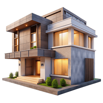 serene creative Residential Building Exterior Modern Style Isolated professional png