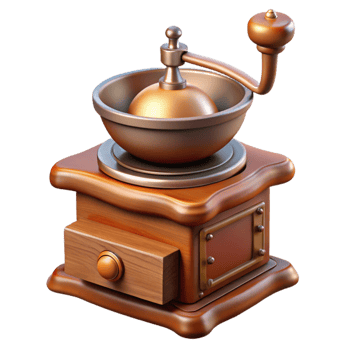 elegant creative Retro Coffee Grinder Hand Crank Cutout detailed png