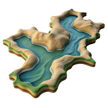 vibrant minimalist River Delta Aerial View Isolated Element png