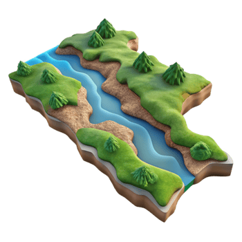 serene creative River Delta Aerial View Isolated Element authentic png