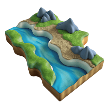 beautiful vintage River Delta Cutout Aerial Perspective original png