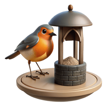 magnificent abstract Robin on Bird Feeder Cutout Seed in Beak high quality png