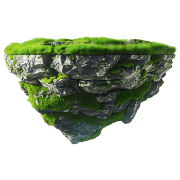3D Floating Island with Grass Fantasy Concept Art png