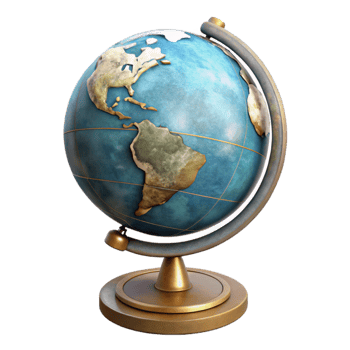 vibrant contemporary Rotating Globe Time Zones Marked Isolated png
