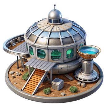 impressive artistic Rotating Space Station Farm Transparent premium png