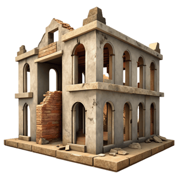 stunning rustic Ruined Building Facade Transparent Background professional png