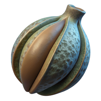 serene contemporary Seed Pod Structure Isolated with Dark Background genuine png