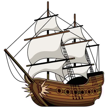Broken wooden ship after wreck vector