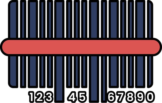 A barcode with numbers 1 through 9 and a red stripe vector