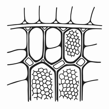 detailed plant cell structure diagram microscopic anatomy showing chloroplasts, cell wall, nucleus, and organelles in botanical illustration vector