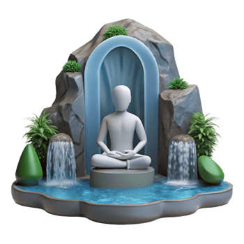 wonderful traditional Silhouetted Person Meditating by Waterfall Cutout detailed png