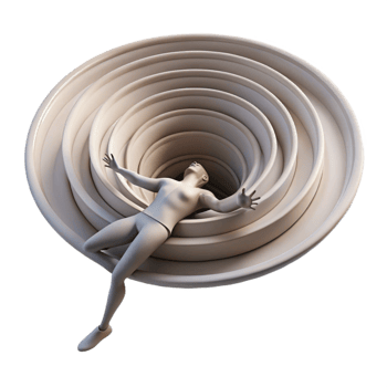 beautiful artistic Silhouette Falling Through Time Vortex authentic png