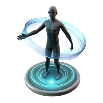 serene abstract Silhouette Figure Materializing Teleportation Effect Isolated detailed png