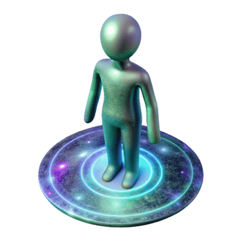 serene abstract Silhouette Figure Materializing Teleportation Effect Isolated high quality png