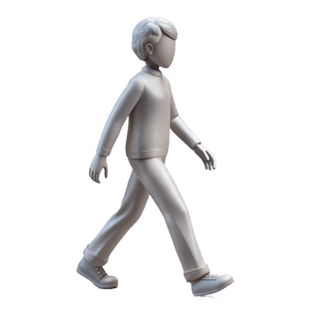 elegant minimalist Silhouette Figure Walking Transparent Background with White Shadow professional png