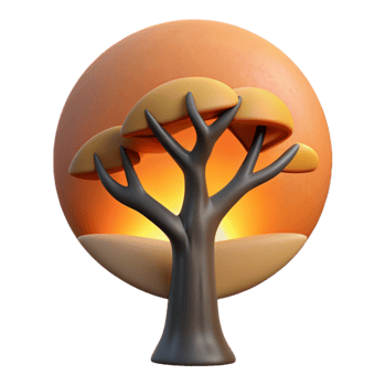 elegant minimalist Silhouette of a Tree at Sunrise Isolated Element exclusive png