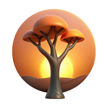 elegant traditional Silhouette of a Tree at Sunrise Isolated Element genuine png