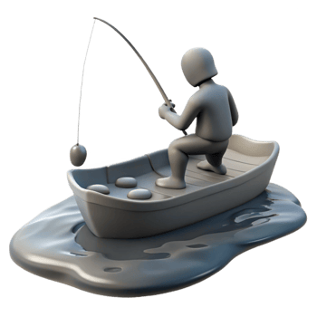 serene abstract Silhouette of Person Fishing in Lake Cutout genuine png