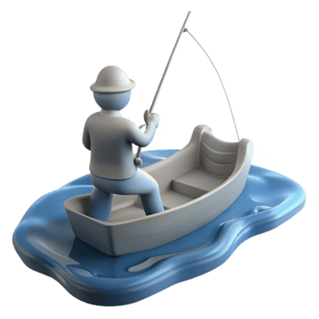 dramatic rustic Silhouette of Person Fishing in Lake Cutout premium png