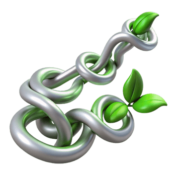 vibrant minimalist Silver Chain and Green Fern Frond Cutout high resolution png