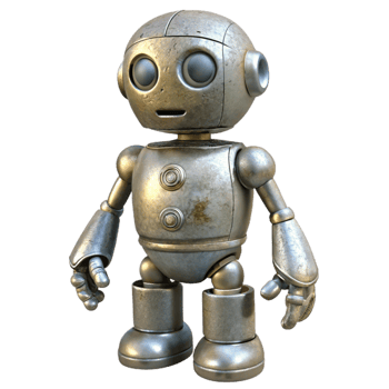 dramatic creative Silver Robot Standing Still Isolated detailed png