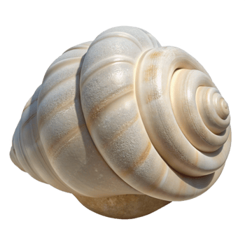 beautiful traditional Single Seashell on White Sand Transparent Background genuine png