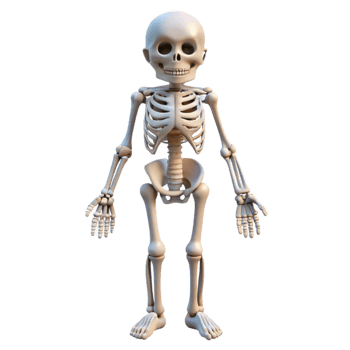 serene modern Skeleton Full Body Front View White Isolated high resolution png