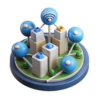 serene vintage Smart City Network Connected Isolated Top View genuine png