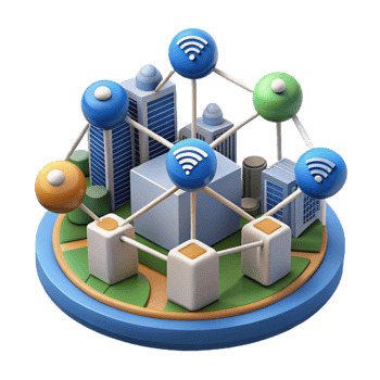 beautiful modern Smart City Network Connected Isolated Top View genuine png
