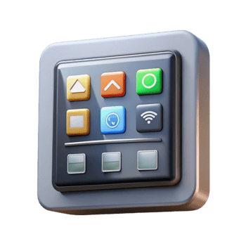 vibrant contemporary Smart Home Control Panel Touchscreen Blue Glow Transparent high resolution png