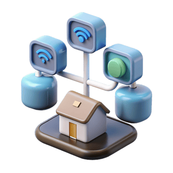 serene artistic Smart Home Hub Multiple Devices Connected on Transparent Background genuine png