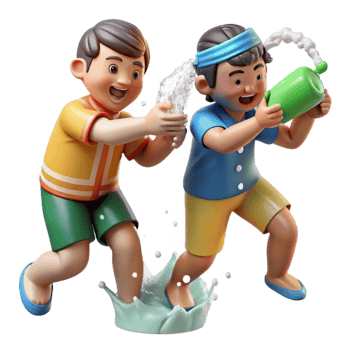 wonderful classic Songkran Water Festival Splashing Water Cutout detailed png