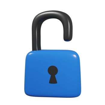 3D Blue Open Padlock Icon png