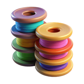 beautiful contemporary Stack of Colorful Filament Spools Isolated png