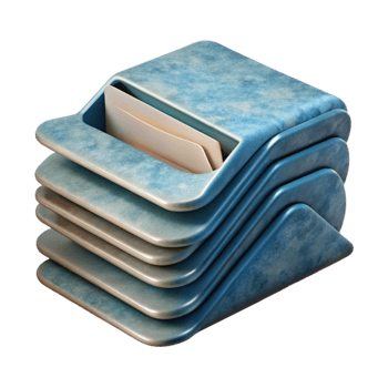 dramatic contemporary Stack of Letters Side View Transparent Background high resolution png