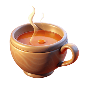 extraordinary contemporary Steaming Herbal Tea Cup Isolated with Warm Lighting premium png