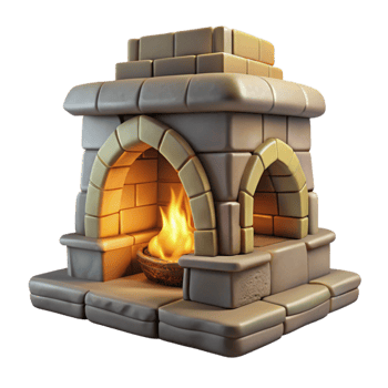 extraordinary creative Stone Fireplace with Burning Fire Transparent Background genuine png