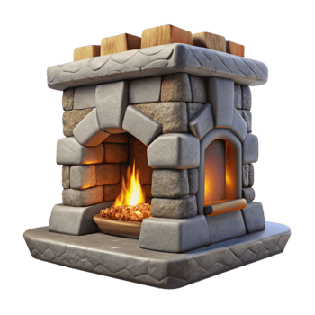 magnificent vintage Stone Fireplace with Embers Isolated professional png