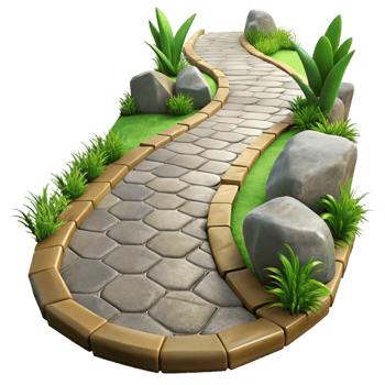 extraordinary rustic Stone Pathway Winding Through Garden Transparent Background png