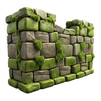 magnificent abstract Stone Wall Moss Covered Gray Transparent professional png