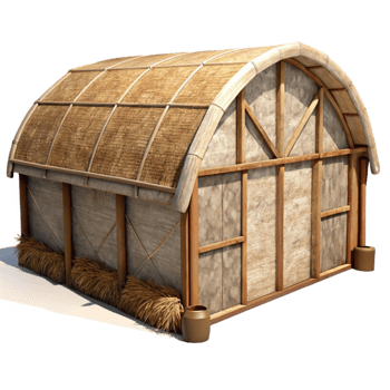 stunning minimalist Straw Bale Greenhouse Structure Side View premium png