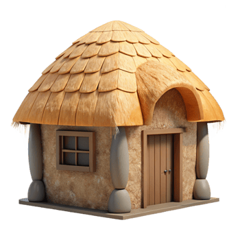 magnificent minimalist Straw Bale House Model Front View Transparent Background authentic png