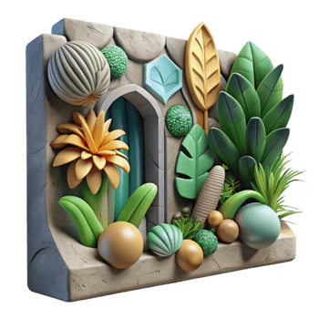 elegant abstract Street Art Mural with Botanical Motifs Transparent Background authentic png