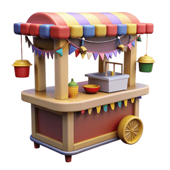 magnificent rustic Street Food Stall Cutout with Colorful Decorations Isolated high quality png