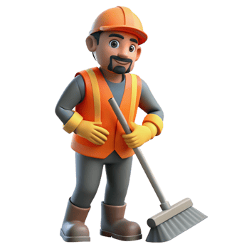 magnificent abstract Street Sweeper Cleaning Road Isolated Orange Vest premium png