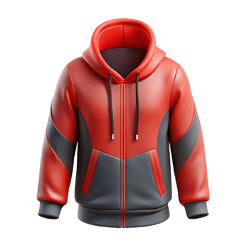 extraordinary artistic Streetwear Hoodie Front View Red and Black Cutout high quality png