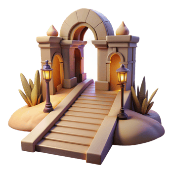 vibrant minimalist Subconscious Architecture Dreamlike Pathway Cutout original png