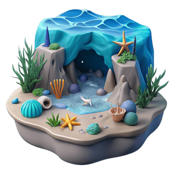 serene artistic Surreal Ocean Scene with Calm Water Cutout genuine png